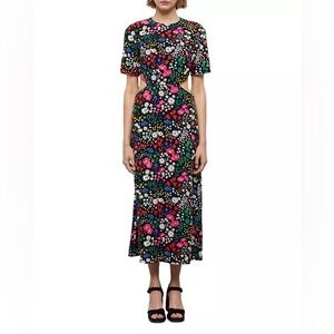 The Kooples Joyful Flowers Cut Out Midi Dress